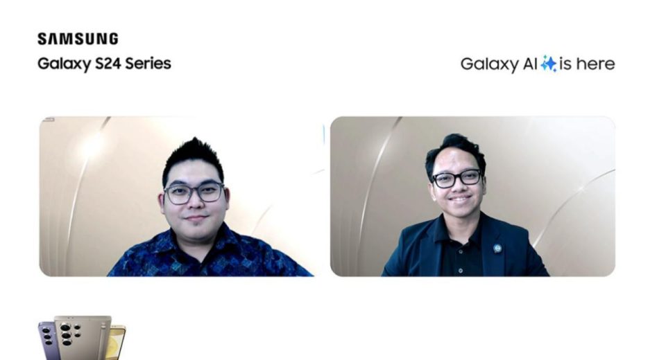 (Kiri) Verry Octavianus, MX Product Marketing Senior Manager bersama Irzan Raditya, CEO Kata.AI (Kanan) pada Acara Samsung Galaxy S24 Series Media Online Session (istimewa/ surabayakabarmetro.id)