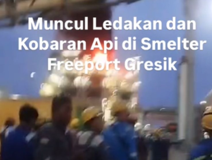 BREAKING NEWS, Smelter PT Freeport Indonesia Meledak dan Keluar Api, Sejumlah Orang Panik (istimewa/ surabayakabarmetro.id)