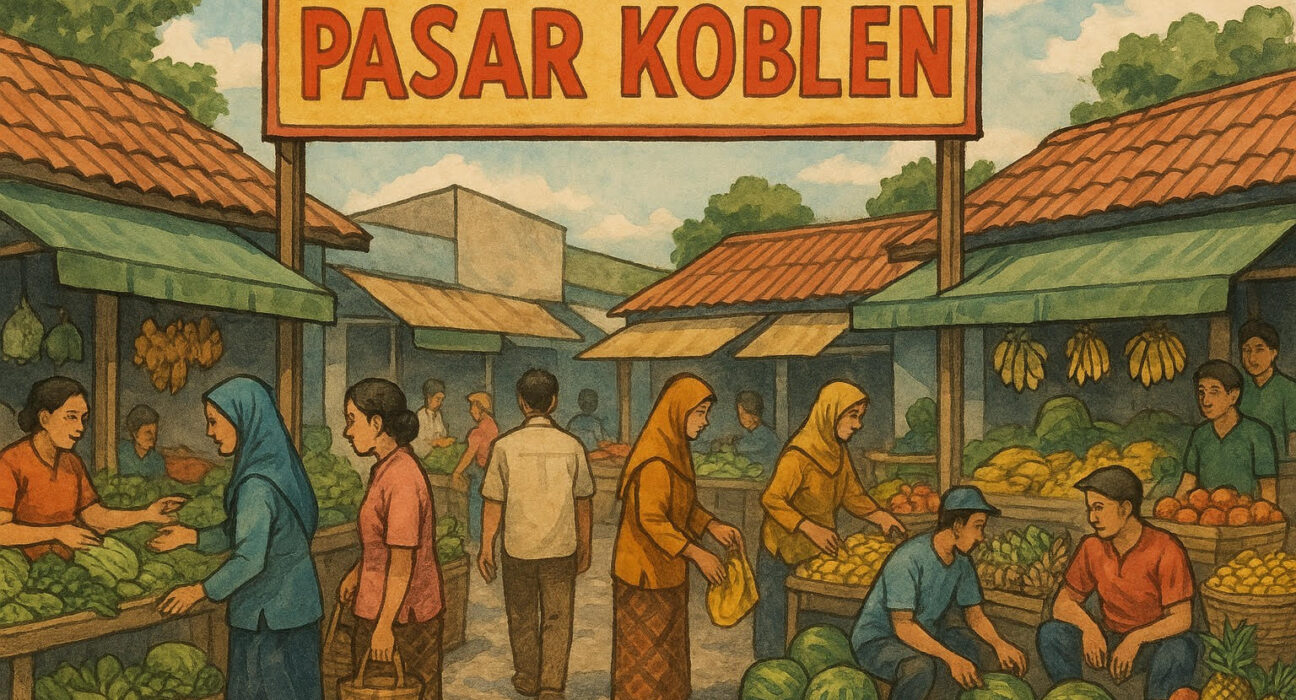 Ilustrasi Pasar Buah eks Penjara Koblen Surabaya (surabayakabarmetro.id via AI)