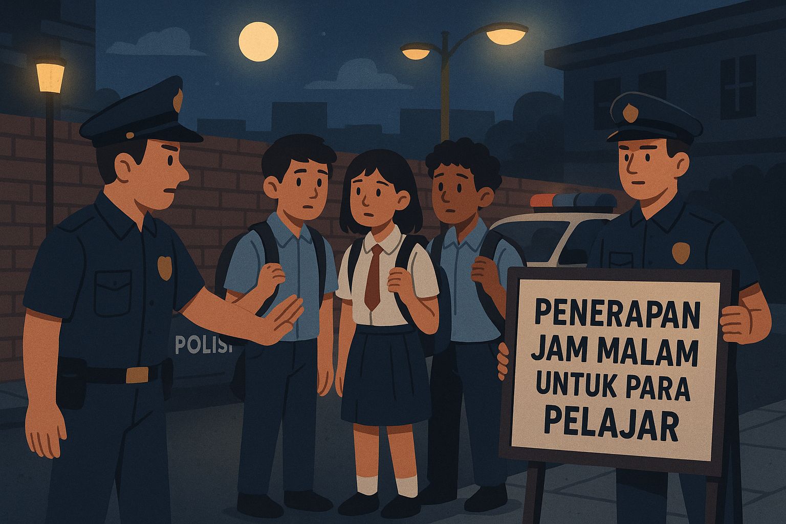 Ilustrasi artikel Surabaya Terapkan Jam Malam untuk Pelajar, Politisi Gerindra: Tekan Aktivitas Geng Motor (surabayakabarmetro.id/ AI Chat GPT)