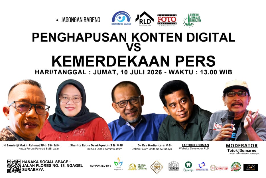 Soal Penghapusan Konten Digital dan Kemerdekaan Pers, RLD Beri Perhatian Serius (istimewa/ surabayakabarmetro.id)